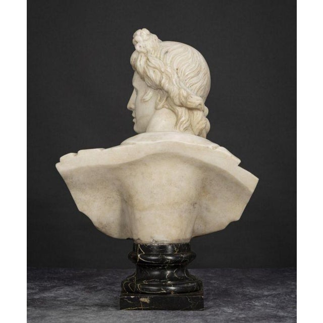 Italian School, Male Bust, 20th Century, Carrara Marble For Sale - Image 4 of 6