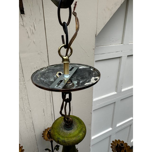 Wood Vintage 10 Light Gilt Bronze Country French Chandelier For Sale - Image 7 of 12