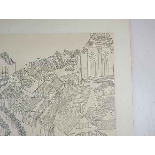 Vintage Cityscape Pen and Ink Drawing For Sale - Image 4 of 6