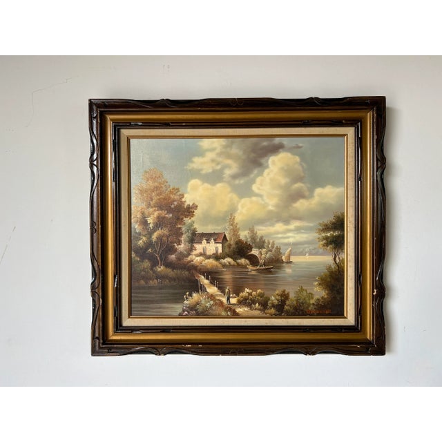 Vintage G. Closson English Cottage Oil on Canvas Painting For Sale - Image 4 of 13