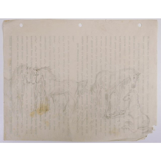 1940s Outsider Folk Art Horse Herd Drawing For Sale - Image 4 of 5