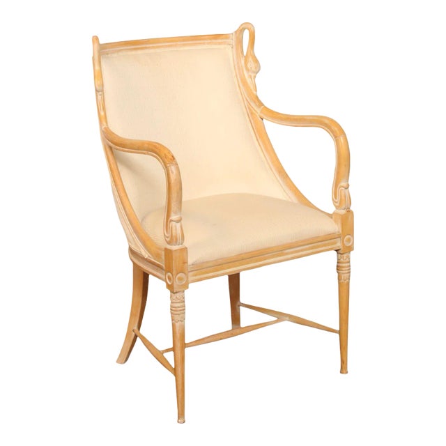 Harris Marcus French Empire Style Swan Carved Armchair For Sale