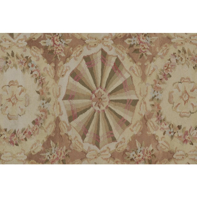 Rug & Kilim’s Aubusson Style Rug in Beige-Brown With Floral Medallions For Sale In New York - Image 6 of 8