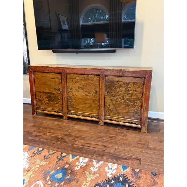 Brown Antique Asian Distressed Console For Sale - Image 8 of 9