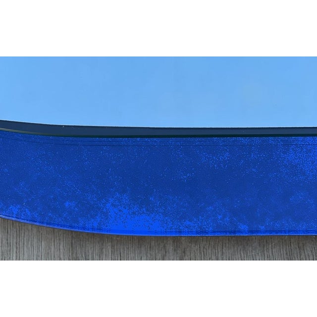 Mid-Century Modern Cobalt Blue Wall Mirror from Veca, Italy For Sale - Image 12 of 15
