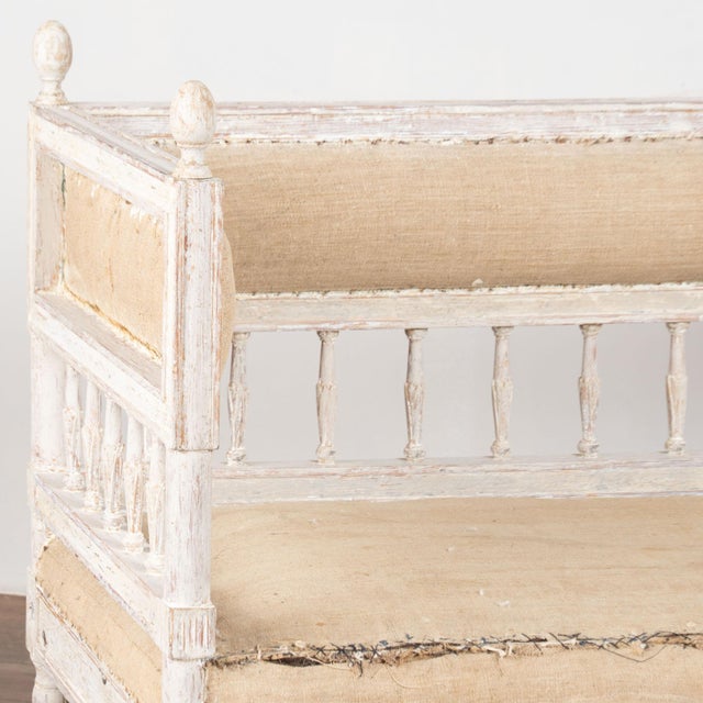 Gustavian (Swedish) Early 19th Century Swedish Gustavian White Painted Long Bench For Sale - Image 3 of 15