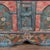 19th Century Original Blue and Red Painted Pine Large Flat Top Trunk For Sale - Image 11 of 15