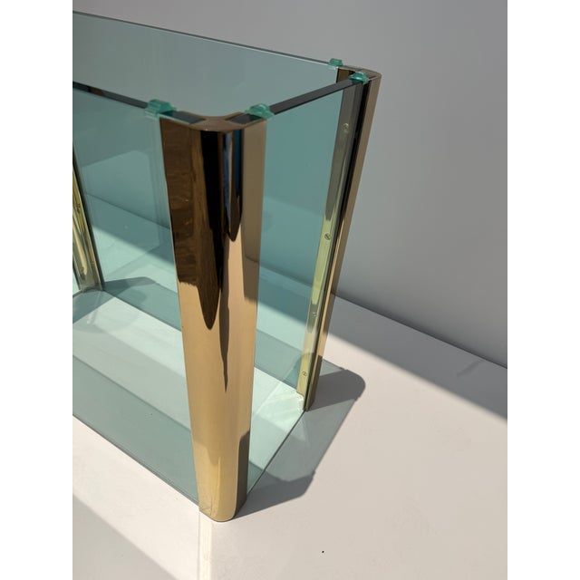 1970s Leon Rosen for Pace Collection Glass and Brass Dining Table For Sale - Image 12 of 12