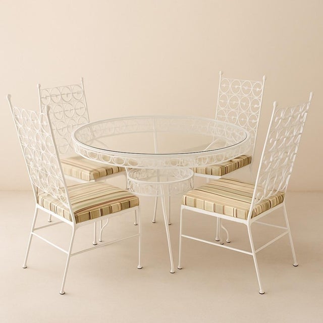 Arthur Umanoff Mid-Century Arthur Umanoff Wrought Iron Patio Set For Sale - Image 4 of 11