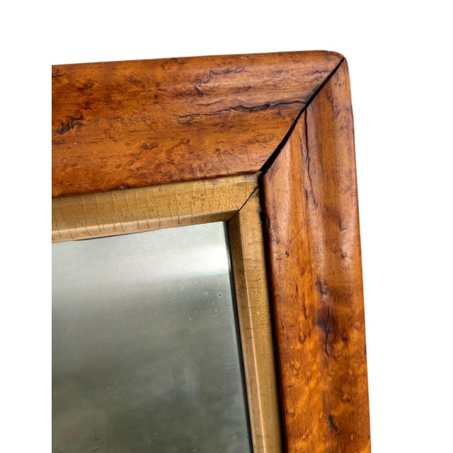 Brown Vintage Burl Wood, Rectangular Wall Mirror With Gold Bevel For Sale - Image 8 of 11