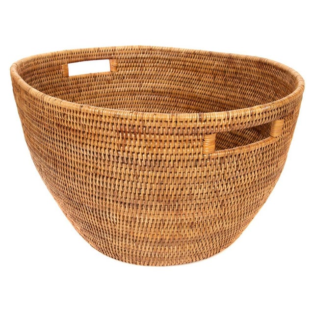 2020s Artifacts Rattan Laundry Basket with Cutout Handles in Honey Brown For Sale - Image 5 of 8