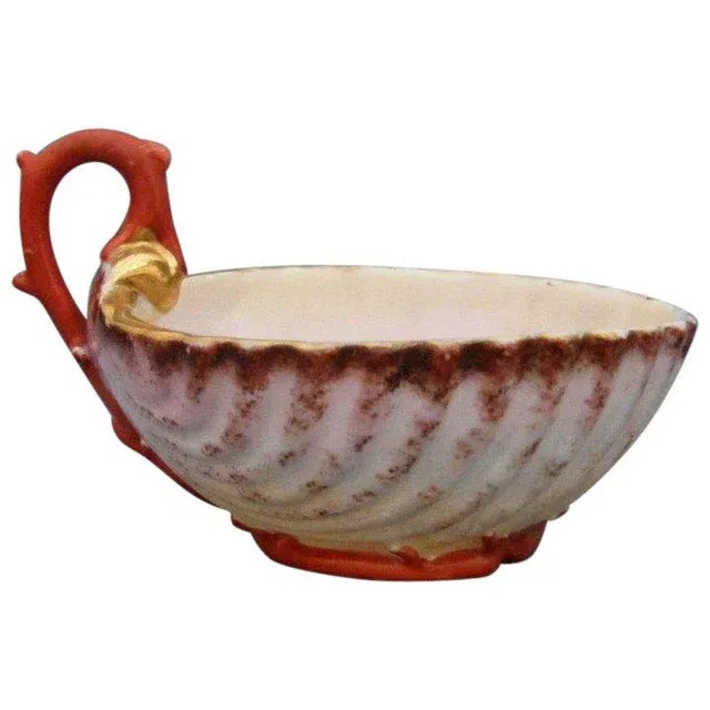 Red Early 19th Century French Empire Paris Porcelain Shell Form Cream Pitcher with Coral Branch Handle For Sale - Image 8 of 8