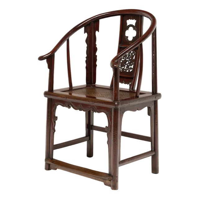 Chinese Lacquered Roundback Chair, C. 1850 For Sale
