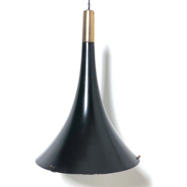 Mid-Century Modern Vintage Enamelled Metal Chandelier, Italy, 1960s For Sale - Image 3 of 10