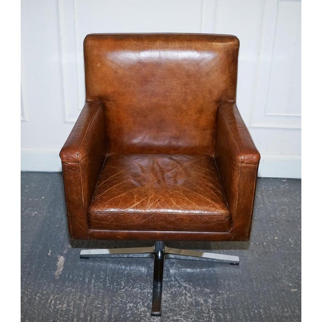 Vintage Brown Leather Aviator Chair For Sale - Image 15 of 18
