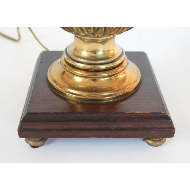 Vintage Footed Brass Pineapple Table Lamp W/ Wood Base For Sale In Milwaukee - Image 6 of 13