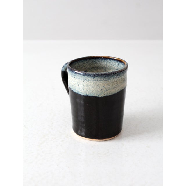 Black Vintage Rustic Studio Pottery Mug For Sale - Image 8 of 10