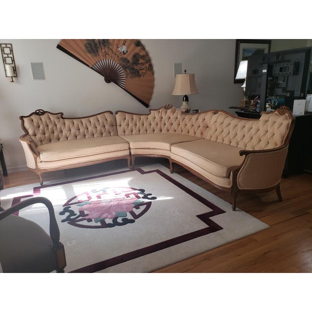 MidCentury French Provincial Tufted ThreePiece Sectional Sofa Chairish
