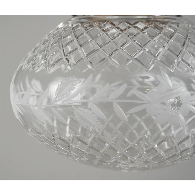 Traditional Mid 20th Century Restored Traditional Etched Glass Globe Pendant Light For Sale - Image 3 of 6