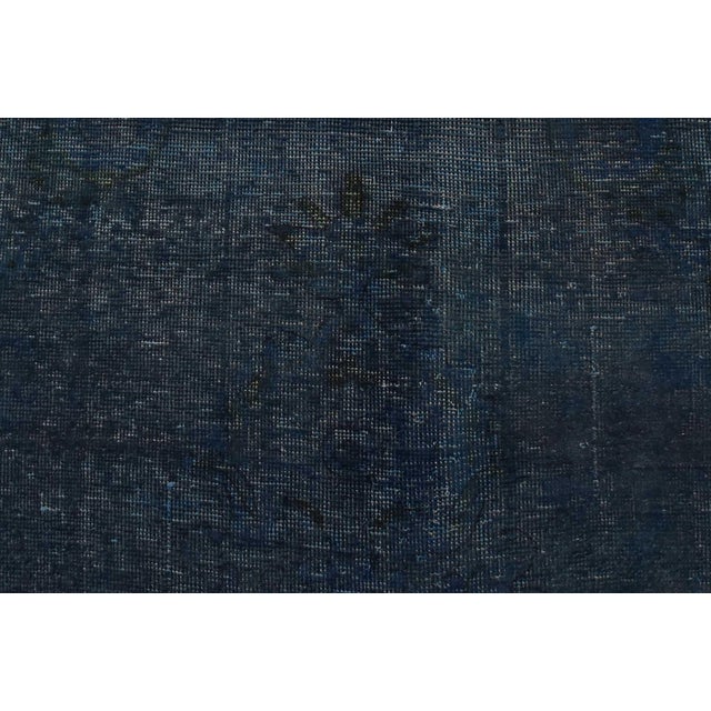 Tabriz Rug 9’4” X 12’5” Blue Wool Vintage Overdyed Hand-Knotted Carpet For Sale - Image 9 of 15