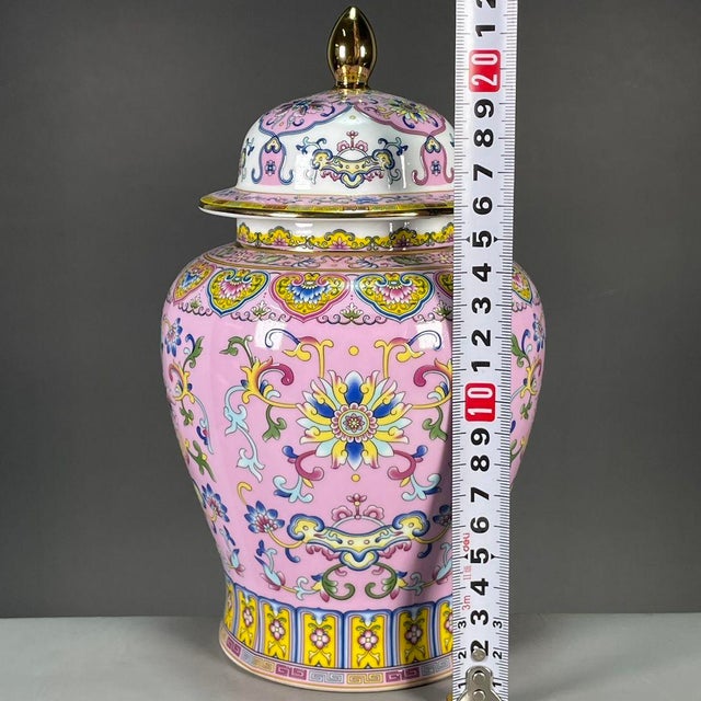 Chinese Chinese Pink Ground Famille Rose Porcelain Covered Jar With Lotus Motif For Sale - Image 3 of 9