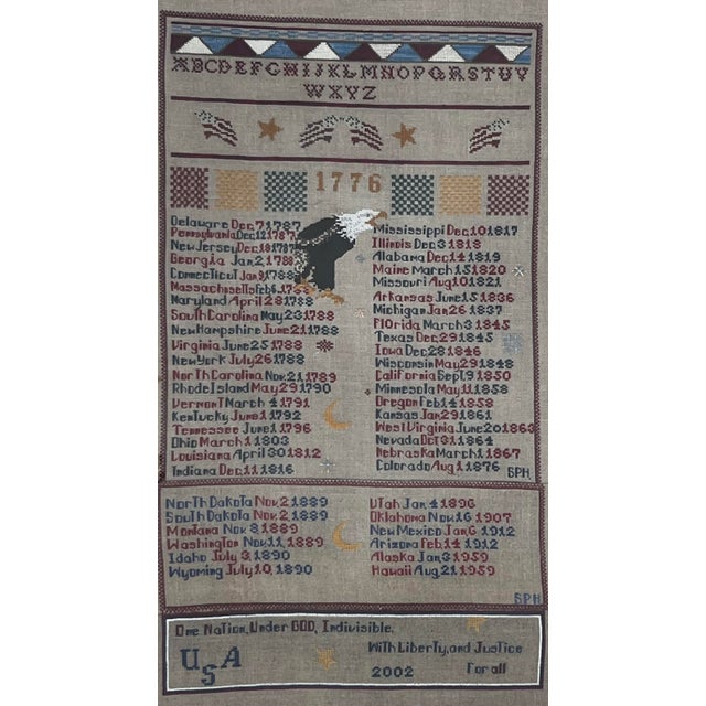 Vintage Framed Cross-Stitch 1776 Sampler For Sale - Image 4 of 8