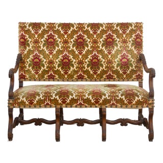 Antique French Carved Walnut Mouton Settee For Sale