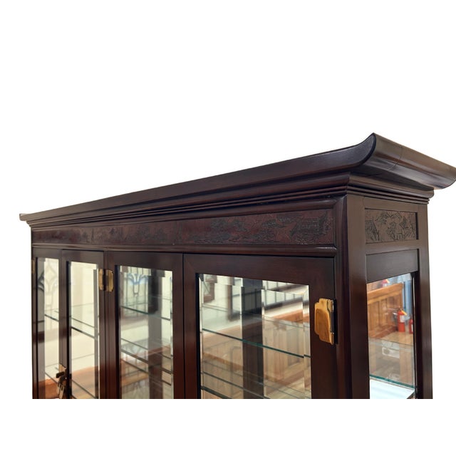 Chinoiserie Drexel Heritage Ming Treasure Chinoiserie Style Mahogany Hutch For Sale - Image 3 of 8