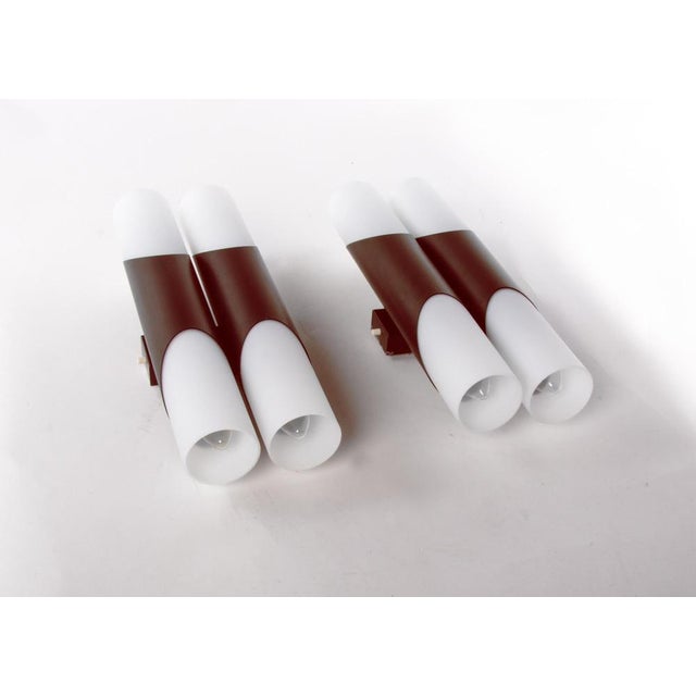Brown and White Double Glass Wall Sconces from Neuhaus, Germany, 1970s, Set of 2 For Sale - Image 6 of 10
