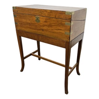 C. 1850s Antique Campaign Officer's Writing Slope on Stand For Sale