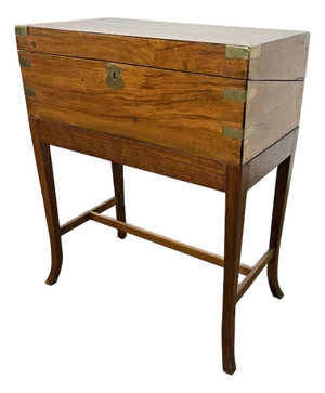 C. 1850s Antique Campaign Officer's Writing Slope on Stand