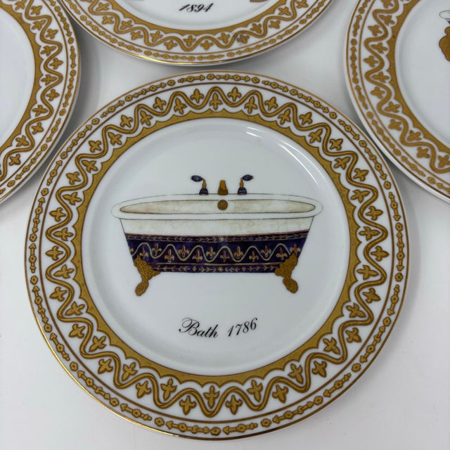 Victorian Vintage Godinger Limoges Set of 4 Dessert Plates Bath Motifs - 4 pcs For Sale - Image 3 of 9