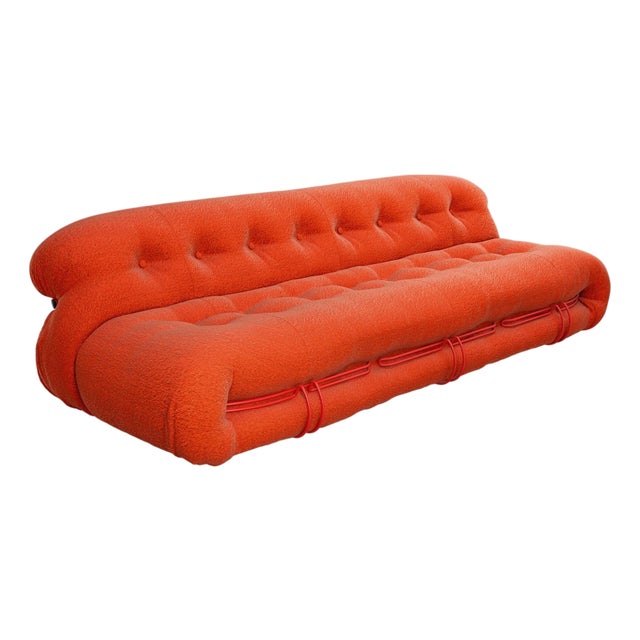 Soriana Orange Fabric Three-Seater Sofa by Tobia Scarpa for Cassina For Sale