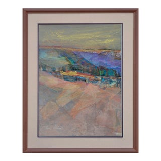 Textured Mixed Media Abstract Landscape by Annis Allen For Sale