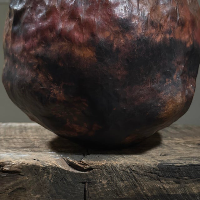 Copper Vintage Brutalist Sculpted Patinated Copper Vessel by Anthony Di Bona, Stamped For Sale - Image 8 of 9