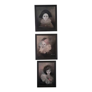 Listed Artist Andre Brauneker Set of Three Paintings of Children in Costume 1980s For Sale