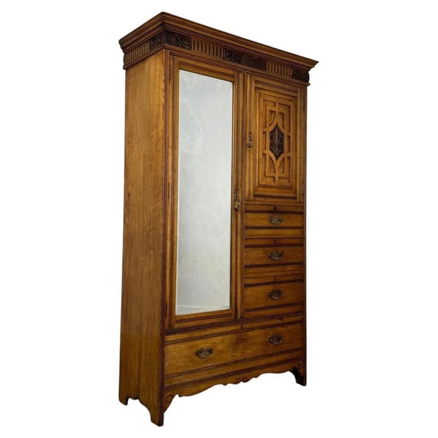 19th Century Ash Compact Wardrobe For Sale - Image 4 of 12