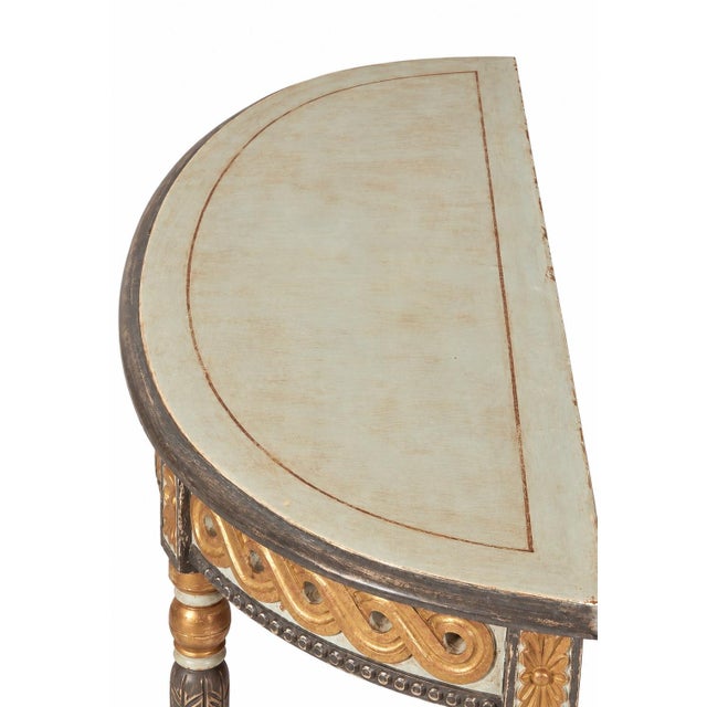 Mid-Century Italian Neoclassical Painted and Gilt Demilune Console Table For Sale In Atlanta - Image 6 of 7