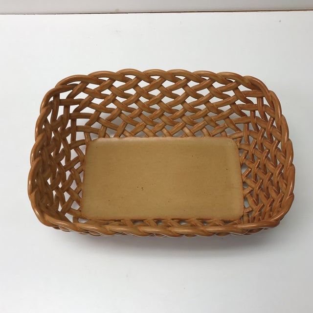Vintage Basket Weave Ceramic Bread Orange Italian Basket Chairish