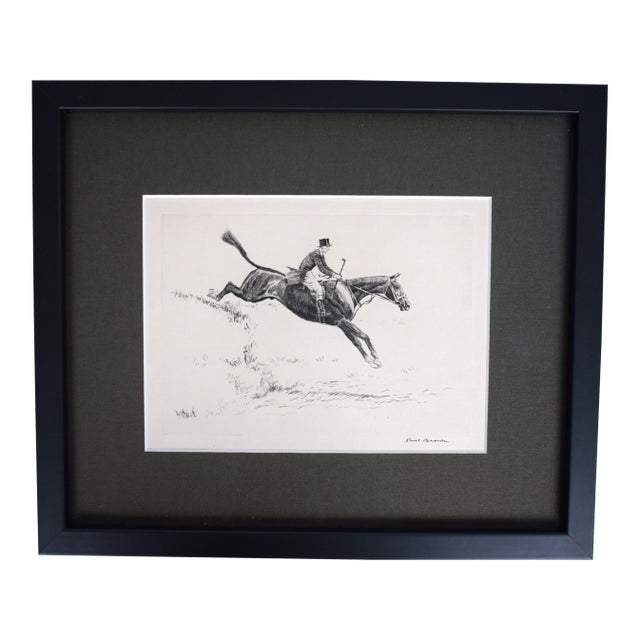 Paul Brown Fox-Hunter Clearing Brush Drypoint Etching Signed & Framed For Sale
