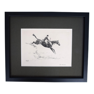 Paul Brown Fox-Hunter Clearing Brush Drypoint Etching Signed & Framed