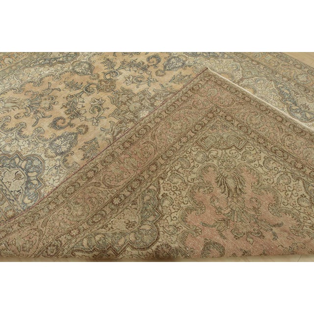 Tabriz Rug 9’4” X 12’8” Pink Wool Vintage Distressed Hand-Knotted Carpet For Sale - Image 14 of 15