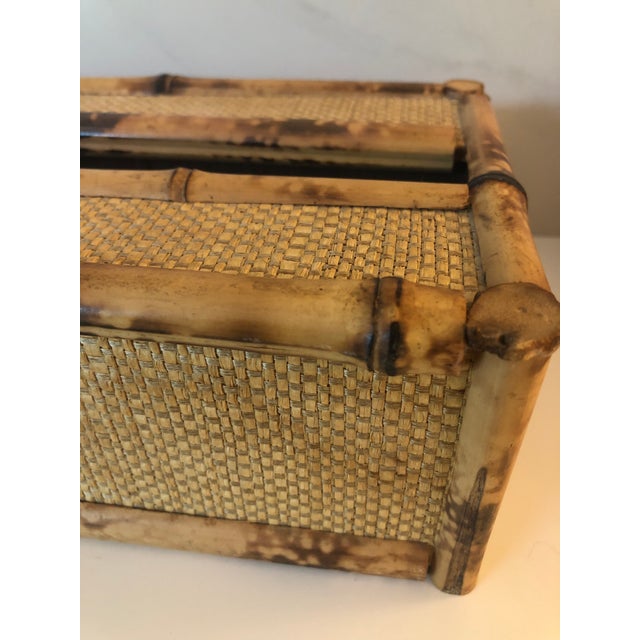 1970s Bamboo Rattan Tissue Box Cover For Sale - Image 10 of 10