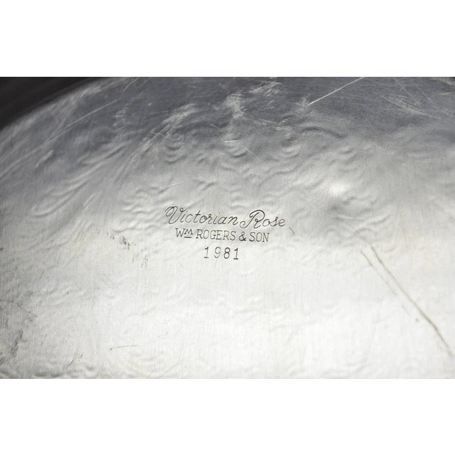 Vintage Wm Rogers & Son "Victorian Rose" Silver Plated Oval Serving Platter Tray For Sale - Image 13 of 15