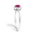 Early 21st Century 10K White Gold 5X3MM Oval Red Ruby and Diamond Accent Halo Ring (I-J Color, I1-I2 Clarity) - Ring Size 8 For Sale - Image 5 of 7