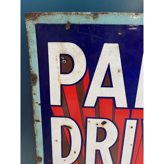 Large Park Drive Sign in Enamel, 1940s, in Worn conditions. Designed 1920 to 1949