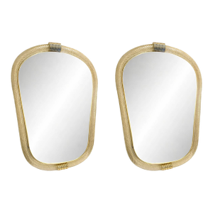 Venetian "Torciglione" Torchon Murano Glass Wall Mirror in Barovier Style