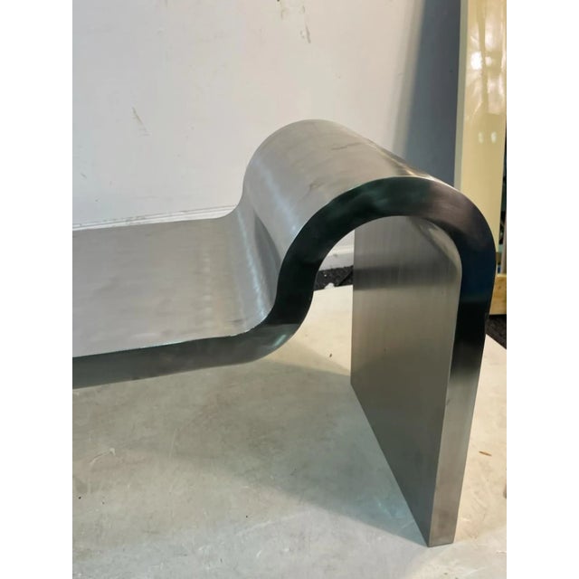 Late 20th Century Modern Sculptural Polished Steel Bench in the Manner of Karl Springer For Sale - Image 9 of 11