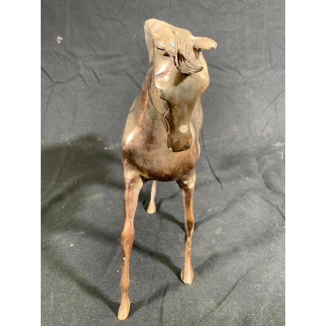 Mid 20th Century Vintage Slivered Brass Horse Sculpture For Sale - Image 5 of 7
