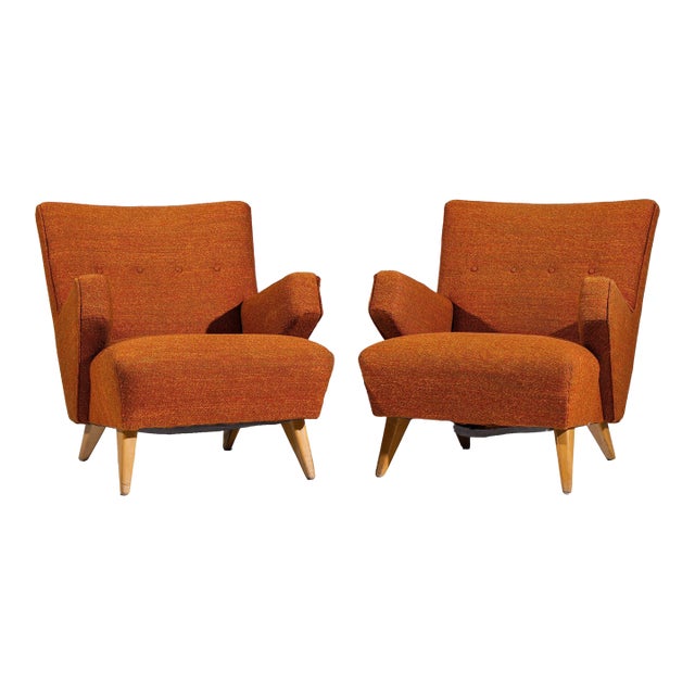 Jens Risom for Knoll Mid Century Lounge Chairs - Pair For Sale